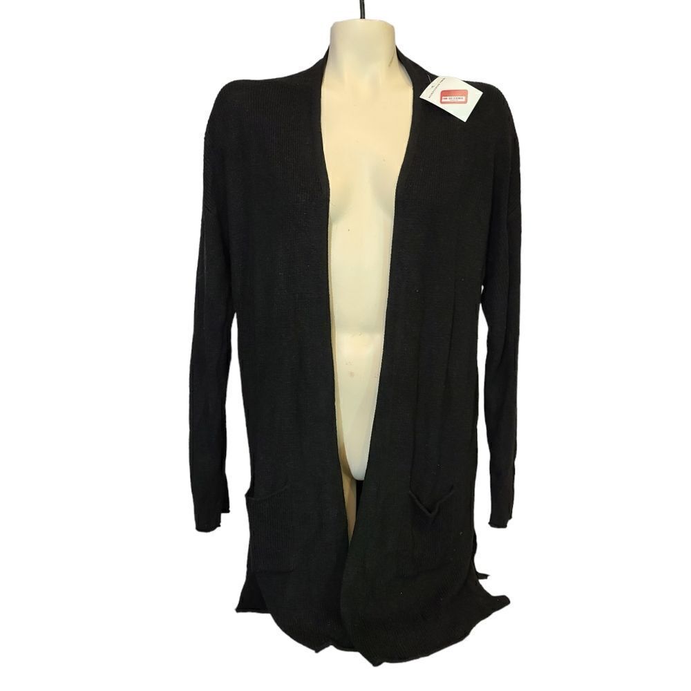 T Tahari Black Long Cardigan Size Large